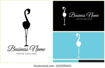 silhouette stork vector logo template