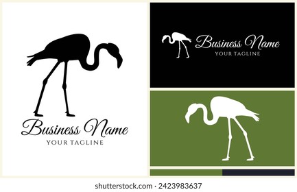 silhouette stork vector logo template