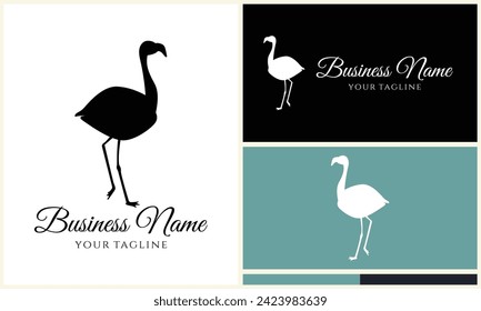 silhouette stork vector logo template