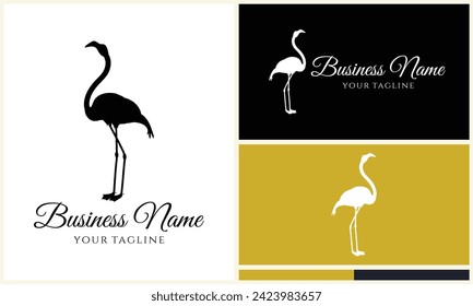 silhouette stork vector logo template