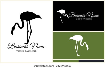 silhouette stork vector logo template