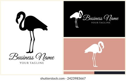 silhouette stork vector logo template