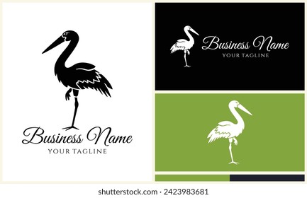 Silhouette-Storch-Vektorgrafik-Logo-Vorlage
