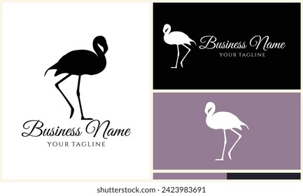 silhouette stork vector logo template