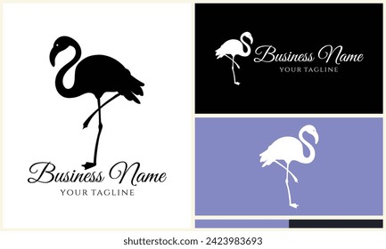 silhouette stork vector logo template