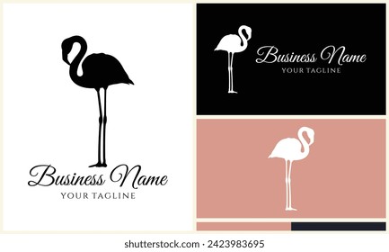 silhouette stork vector logo template