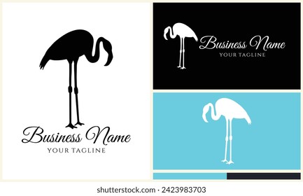 silhouette stork vector logo template