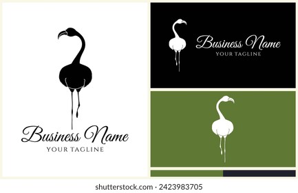silhouette stork vector logo template