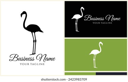 silhouette stork vector logo template