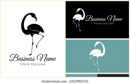 silhouette stork vector logo template