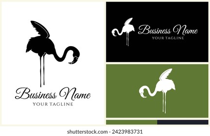 silhouette stork vector logo template