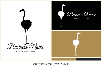 silhouette stork vector logo template
