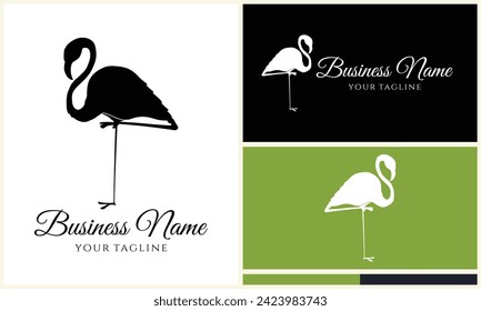 silhouette stork vector logo template