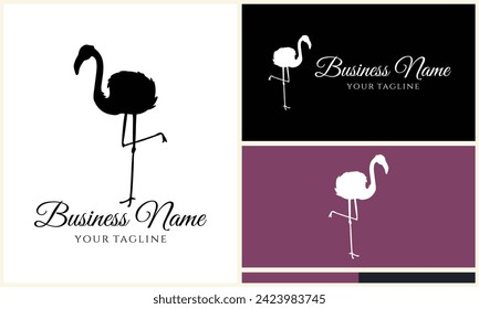 silhouette stork vector logo template