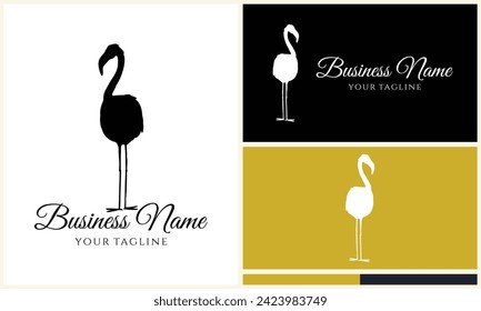 silhouette stork vector logo template