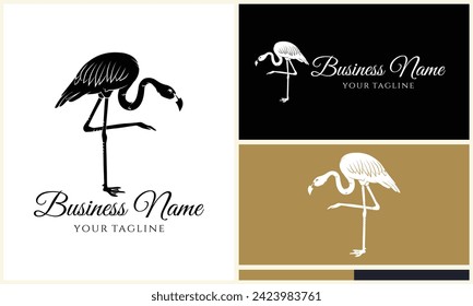 silhouette stork vector logo template