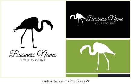 silhouette stork vector logo template