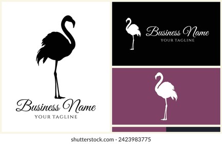 silhouette stork vector logo template