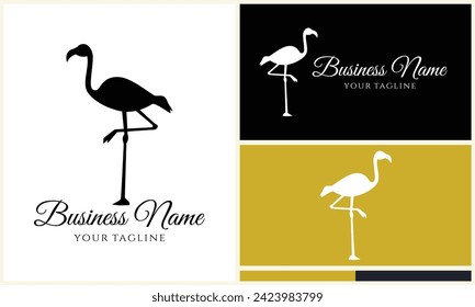 silhouette stork vector logo template