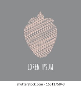 Silhouette of strawberries on a gray background. Colorful illustration. Place for inscription below. Suitable as a logo, banner or template. Vector