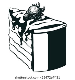 Silhouette Strawberry Cake Slice Sweets Pastry