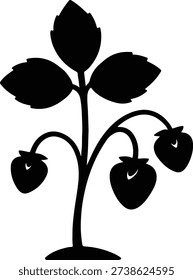 Silhouette strawberry plant with berries vector Illustrator