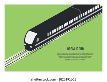 silhouette of streamline passenger train. Simple illustration in isometric view.
