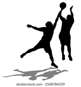 silhouette of a street basketball player one on one, vector illustration of a basketball player