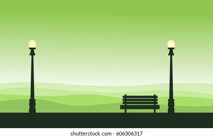 Silhouette of street lamp and chair scenery
