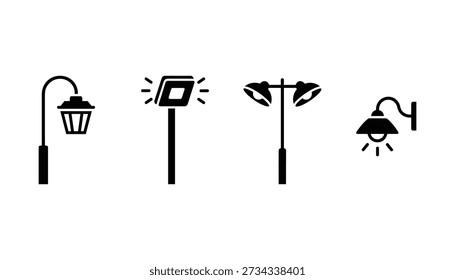 Silhouette street lamp and post lamp vector design for architecture and public space. Editable vector icon symbol design simple style.