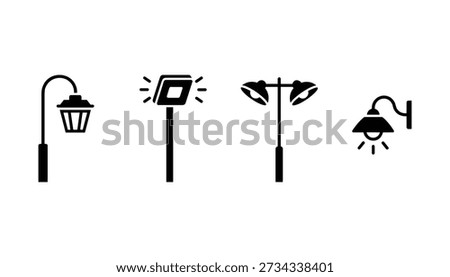 Silhouette street lamp and post lamp vector design for architecture and public space. Editable vector icon symbol design simple style.