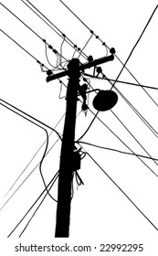 silhouette of street light and power cable