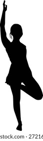 Silueta de ejercicio de estiramiento que representa calentamiento y flexibilidad.