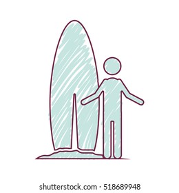 silhouette striped of man standing with surf table