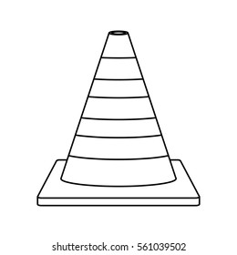 silhouette striped traffic cone icon