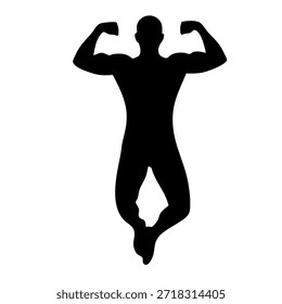 silhouette of a strong man posing his muscles for bodybuilding and fitness