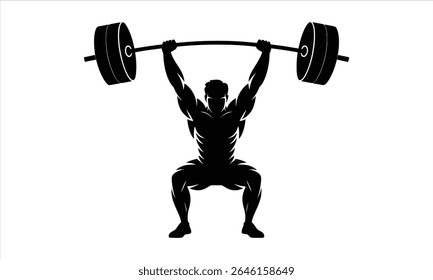 Silhueta de um homem forte halterofilismo