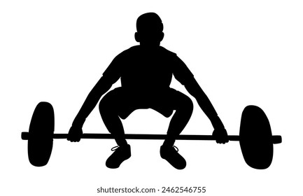 silhouette of strong weightlifter man vector illustration