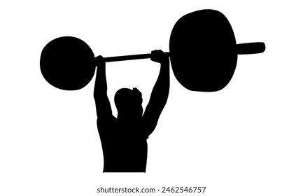 silhouette of strong weightlifter man vector illustration