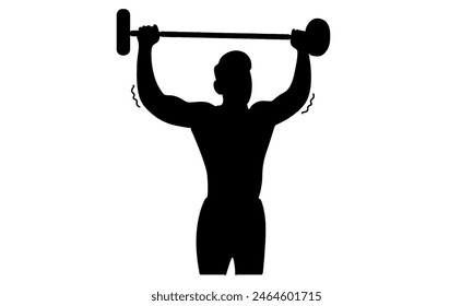 silhouette of strong weightlifter man vector illustration