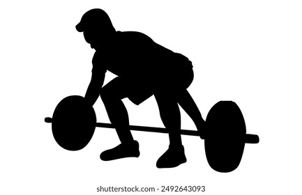 silhouette of strong weightlifter man vector illustration