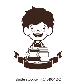 silhouette of student boy with school supplies