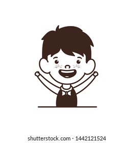silhouette of student boy smiling on white background