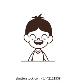 silhouette of student boy smiling on white background