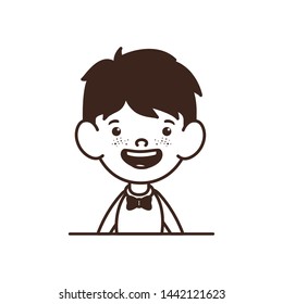 silhouette of student boy smiling on white background