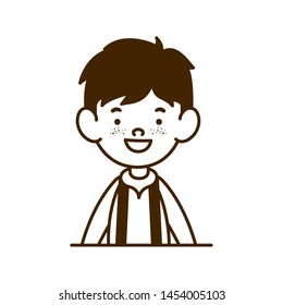 silhouette of student boy smiling on white background