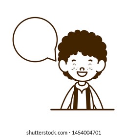 silhouette of student boy smiling with speech bubble