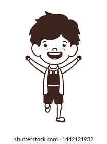 silhouette of student boy standing on white background