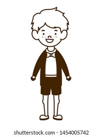 silhouette of student boy standing on white background