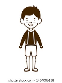 silhouette of student boy standing on white background